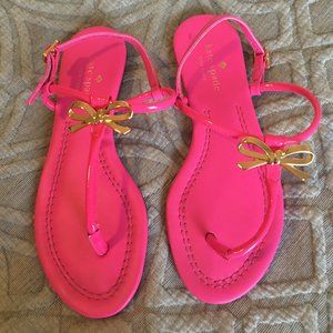 Kate Spade Hot Pink Sandals with Gold Bow